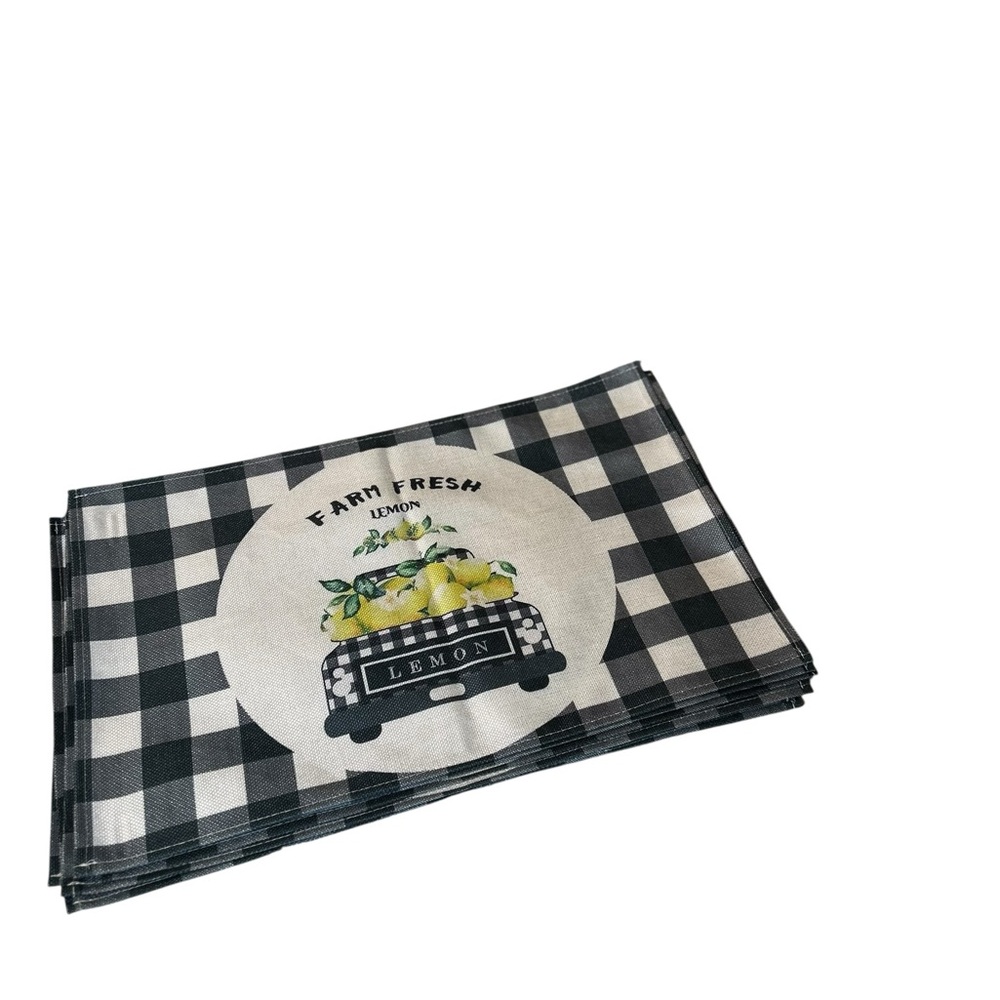 Farm Fresh Lemon Checkered 7 Placemats 🆕